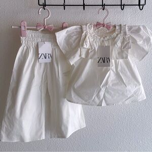 ZARA POPLIN BLOUSE WITH BOWS AND CULOTTES SET